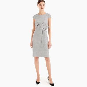 NWT J.Crew 365 Tie Front Sheath in Mini Houndstooth Linen Blend Dress 4P